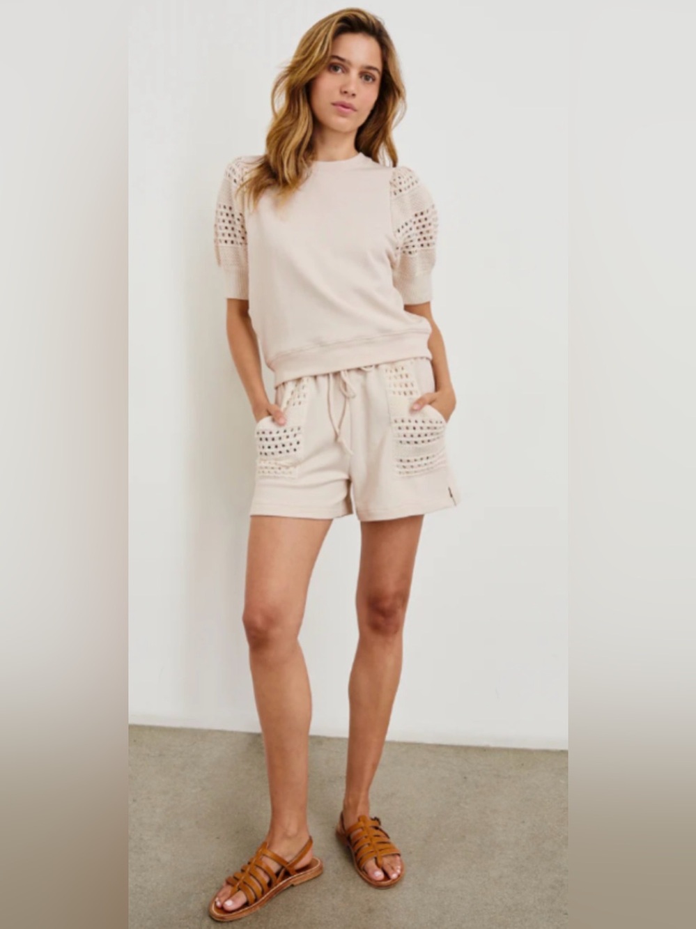 Rails Eddie Crochet Shorts  in Oat